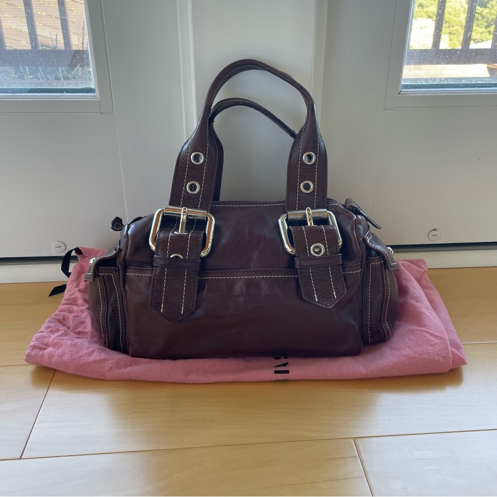Francesca Biasia Leather Handbag in Maroon Brown